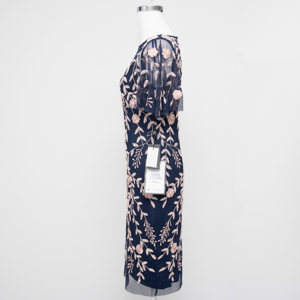 Adrianna Papell Beaded Flutter Sleeve Dress - Picture 6 of 16
